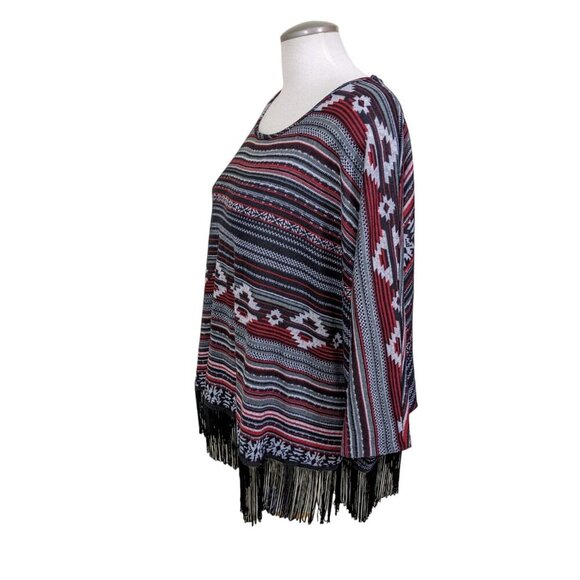 Cato Woman Fringe Oversize Poncho Style Top Size 18W 20W Multicolor Aztec Print - Picture 4 of 8